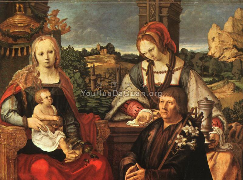 Madonna and Child with Mary Magdalene and a Donor - 卢卡斯·凡·莱登
